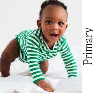 Primary Green Striped Onesie, Size 0-3 M, MSRP $16.50